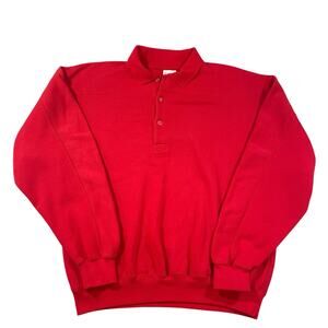 Vintage 1980s Collared Polo Style Sweatshirt by Cheetah Men's Large Red Pullover